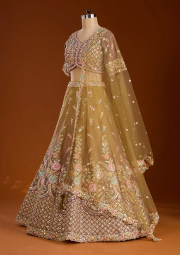 Lavender Threadwork Lehenga for Wedding - RENT