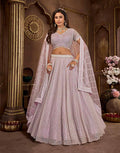 Lavender Net Sequins Embroidery Lehenga Choli & Dupatta