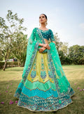 Lime Green Banarasi Silk Lehenga- Rent_2