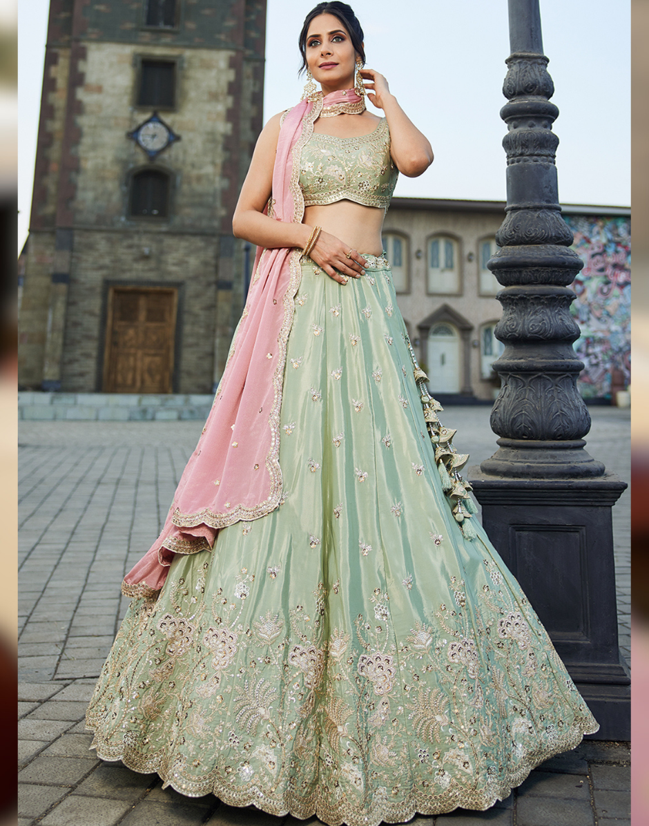 Luxurious Satin Silk Sequin Embroidered Stitched Lehenga Choli with Dupatta Perfect for Weddings & Special Occasions