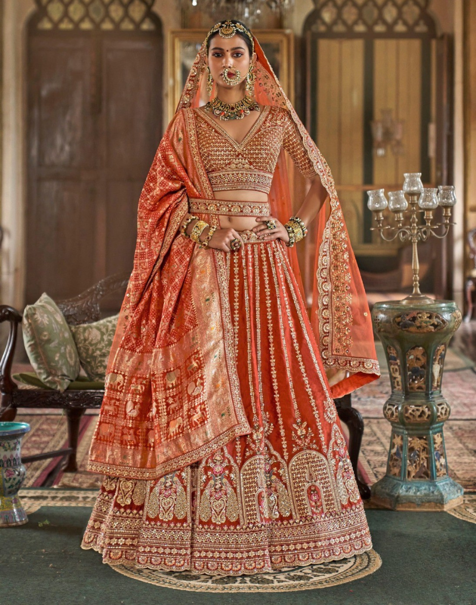 Luxury Art Silk Heavy Embroidered Lehenga Blouse with Net Dupatta Perfect for Weddings & Festive Occasions - Buy_2