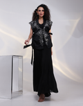 Luxury Black Three-Piece Set Long Bustier, Straight Trousers & Embroidered Jacket
