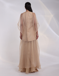 Luxury Champagne Gold Three-Piece Kaftan Set Organza Overlay, Tissue Inner & Palazzos_4