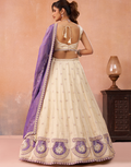 Luxury Cream Beaded & Sequins Embroidered Jacquard Lehenga Choli for Wedding Occasions_1