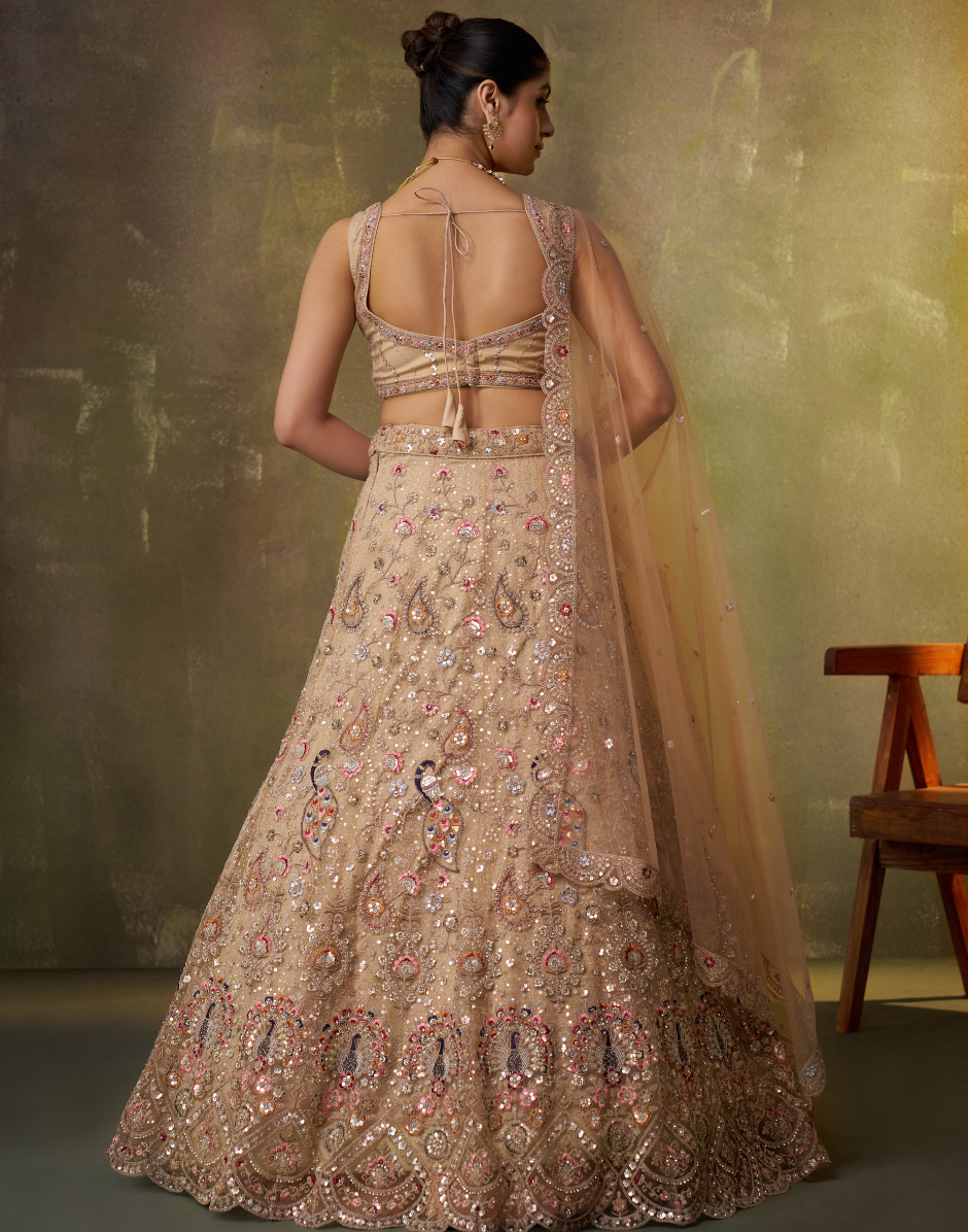 Luxury Net Fabric Lehenga Choli Featuring Intricate Sequins Embroidery with Dupatta - Buy
_1