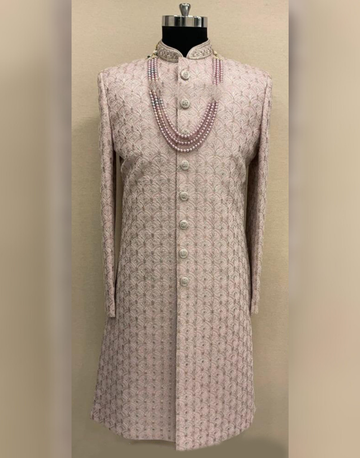 Luxury Onion Sherwani Ensemble with Embroidery & Embellished Accents