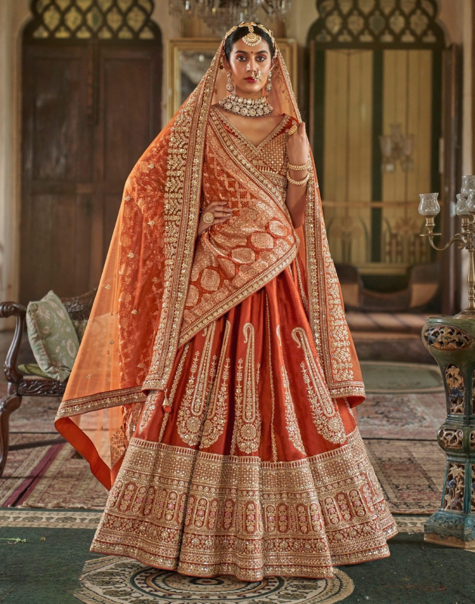 Majestic Art Silk Heavy Work Lehenga Set with Embroidery & Embellishments Ideal for Brides & Bridesmaids - Buy_4