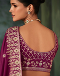 Majestic Magenta Handcrafted Saree Luxurious Aari and Handwork Detailing for Special Occasions - Buy_3