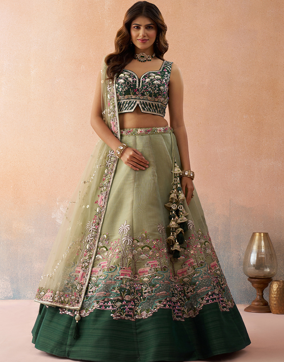 Majestic Net Sequins Embroidered Lehenga Set for Wedding, Reception & Party Wear