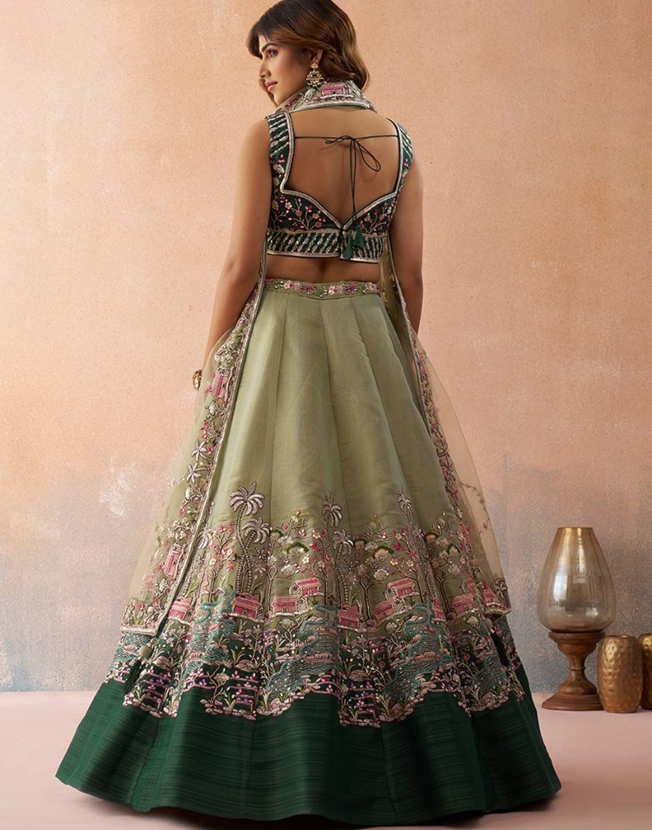 open lace back dress Majestic Net Sequins Embroidered Lehenga Set for Wedding, Reception &