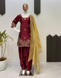 Maroon Sequin Embroidered Punjabi Salwar Suit Set with Stylish Dupatta_3