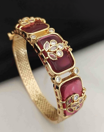 Maroon Stone-Studded Bangle Kada Traditional Elegance for Weddings & Festive Wear