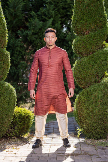 Men's Red Checked Printed Kurta Stylish Comfort for Every Occasion