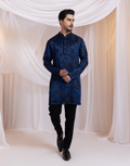 Midnight Royal Tie-Dye Kurta Set Deep Blue & Black Lilan Satin Two-Piece
