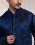 Midnight Royal Tie-Dye Kurta Set Deep Blue & Black Lilan Satin Two-Piece_2
