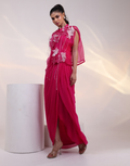 Modern Pink Two-Piece Outfit Flowy Gown with Sheer Organza Jacket_2