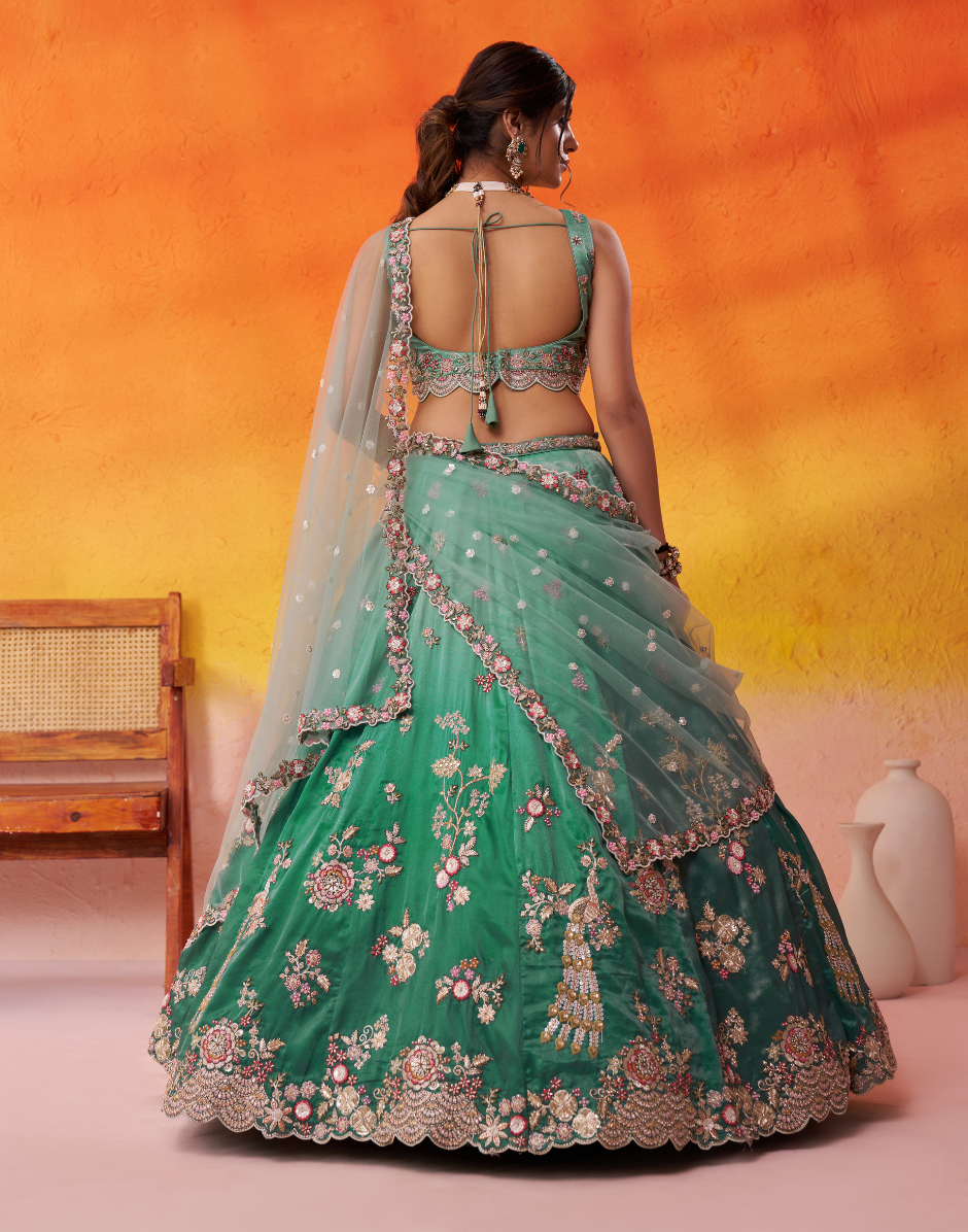 Modern Tissue Fabric Lehenga with Luxe Sequin Embroidery & Dupatta - Buy