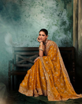 Mustard Aari Work Saree Fancy Fabric with Intricate Hand Embroidery and Blouse - Buy_3