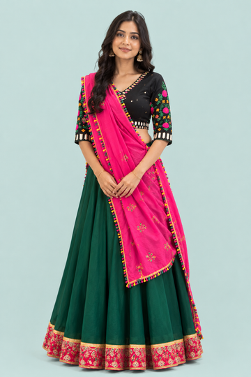 Navratri Traditional Thread Work Chaniya Choli  - Rent