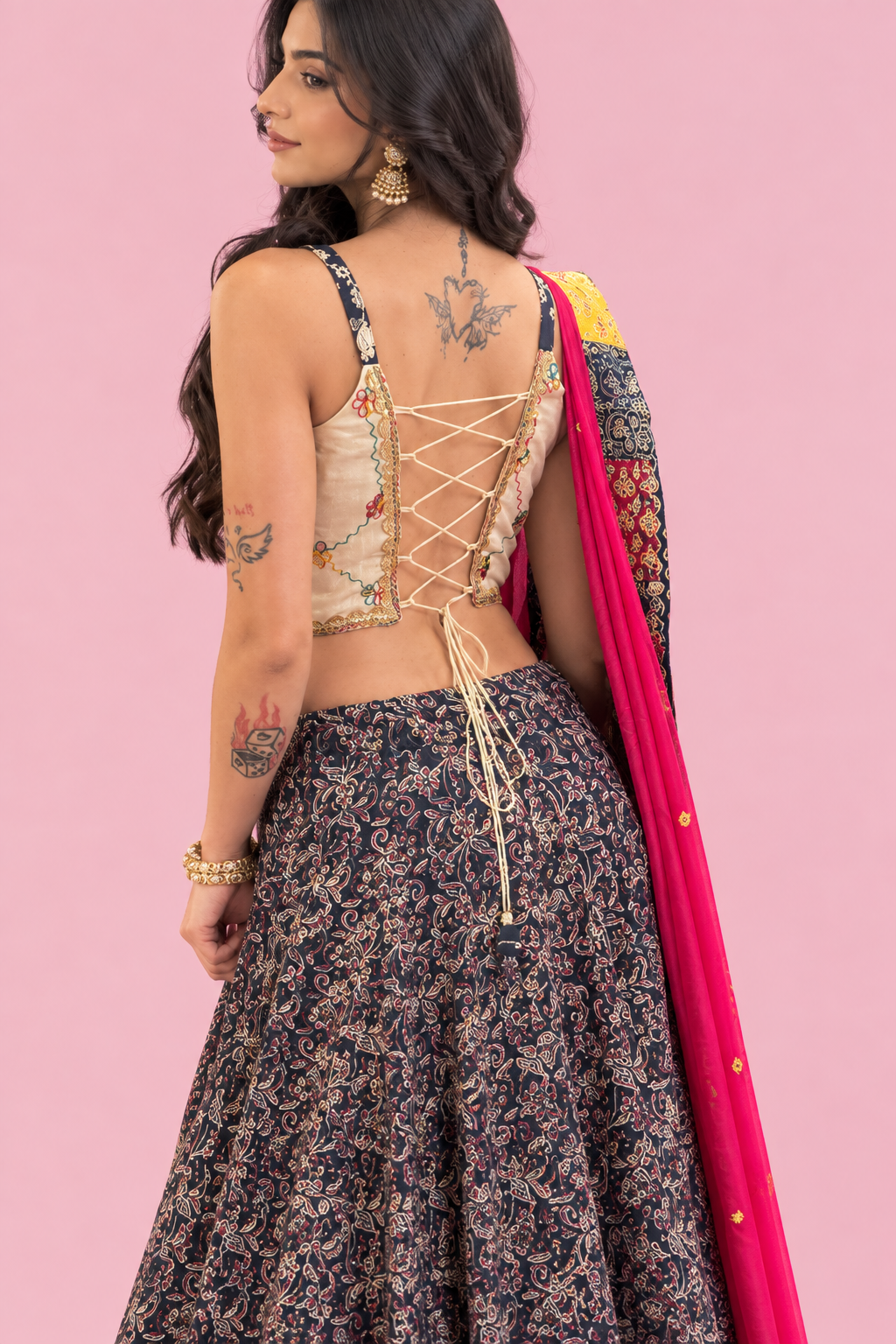 Navratri Multi Color Traditional Chaniya Choli For - Rent