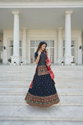 Navy Blue Faux Chiffon Trendy Lehenga Choli - Clearance_3