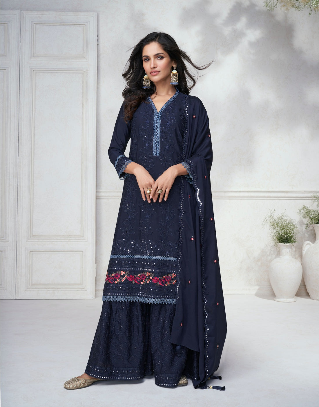 Navy Blue Shagun Kurti set