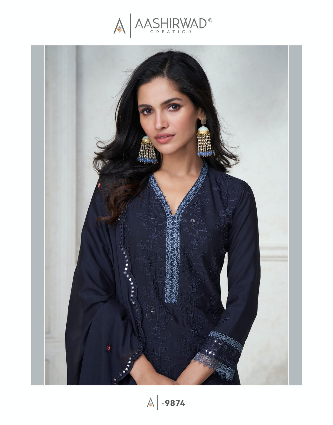 Navy Blue Shagun Kurti set