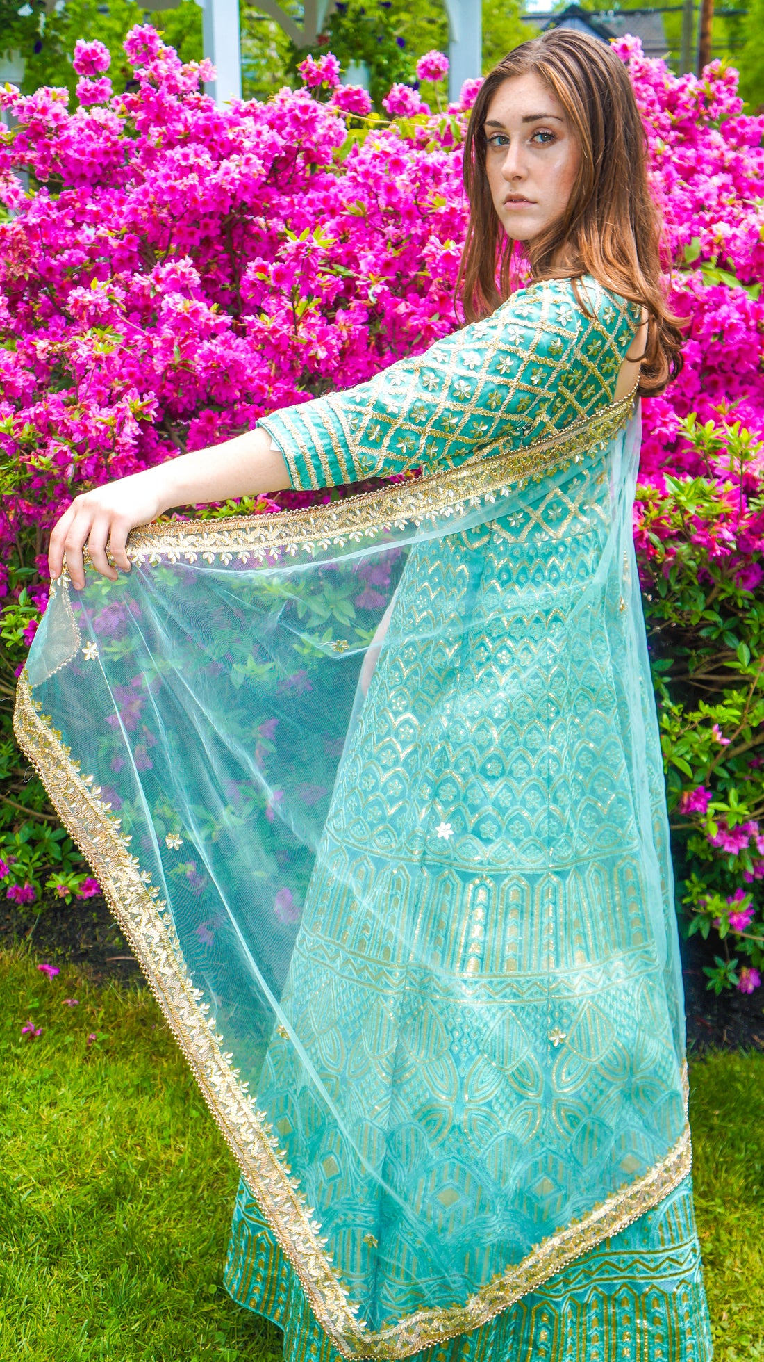 Turquoise Silk Floor Length Anarkali - Clearance