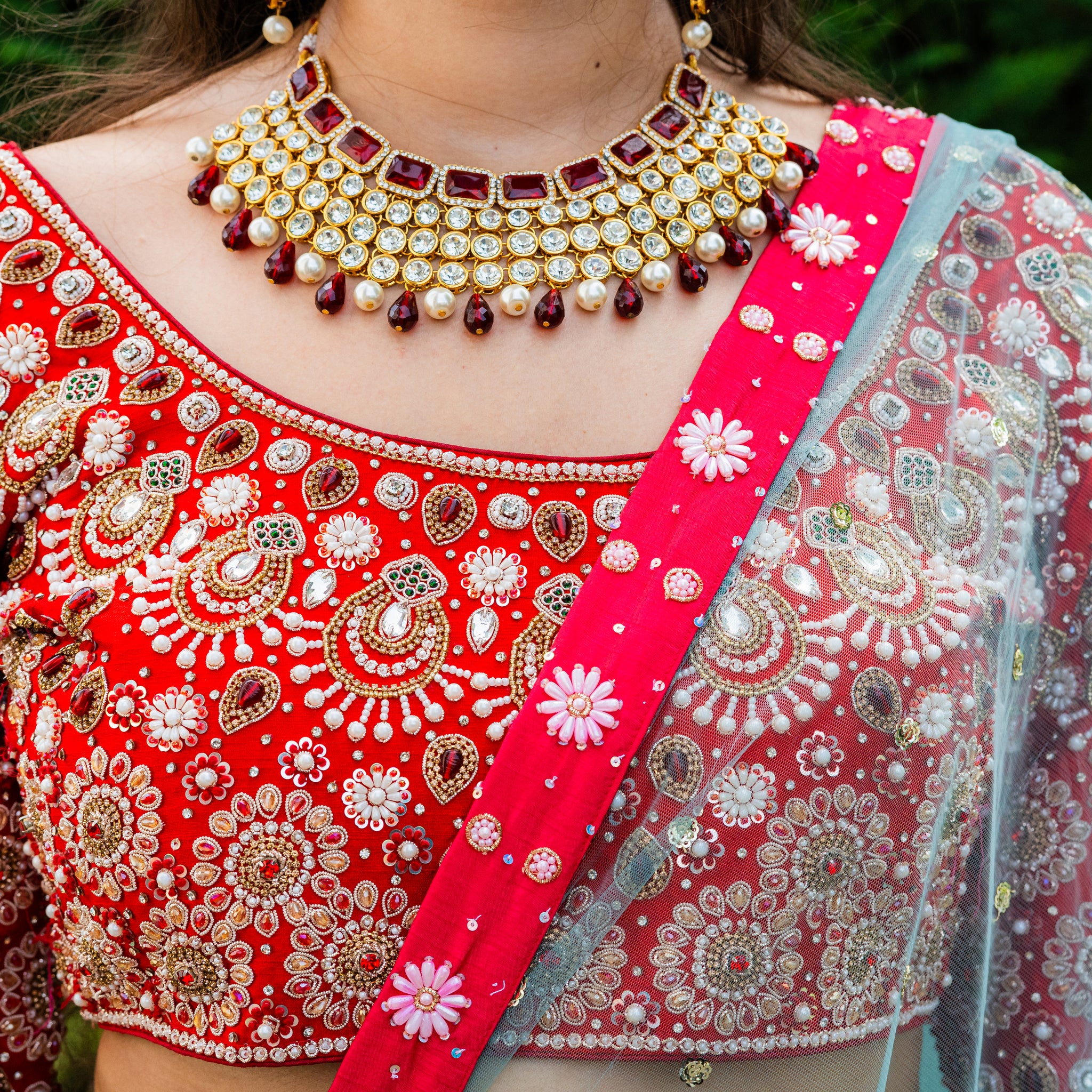 Luxurious Kundan and Ruby Bridal Necklace - Rent