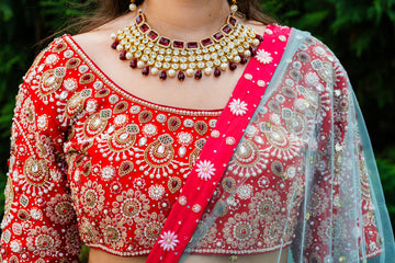 Luxurious Kundan and Ruby Bridal Necklace - Rent