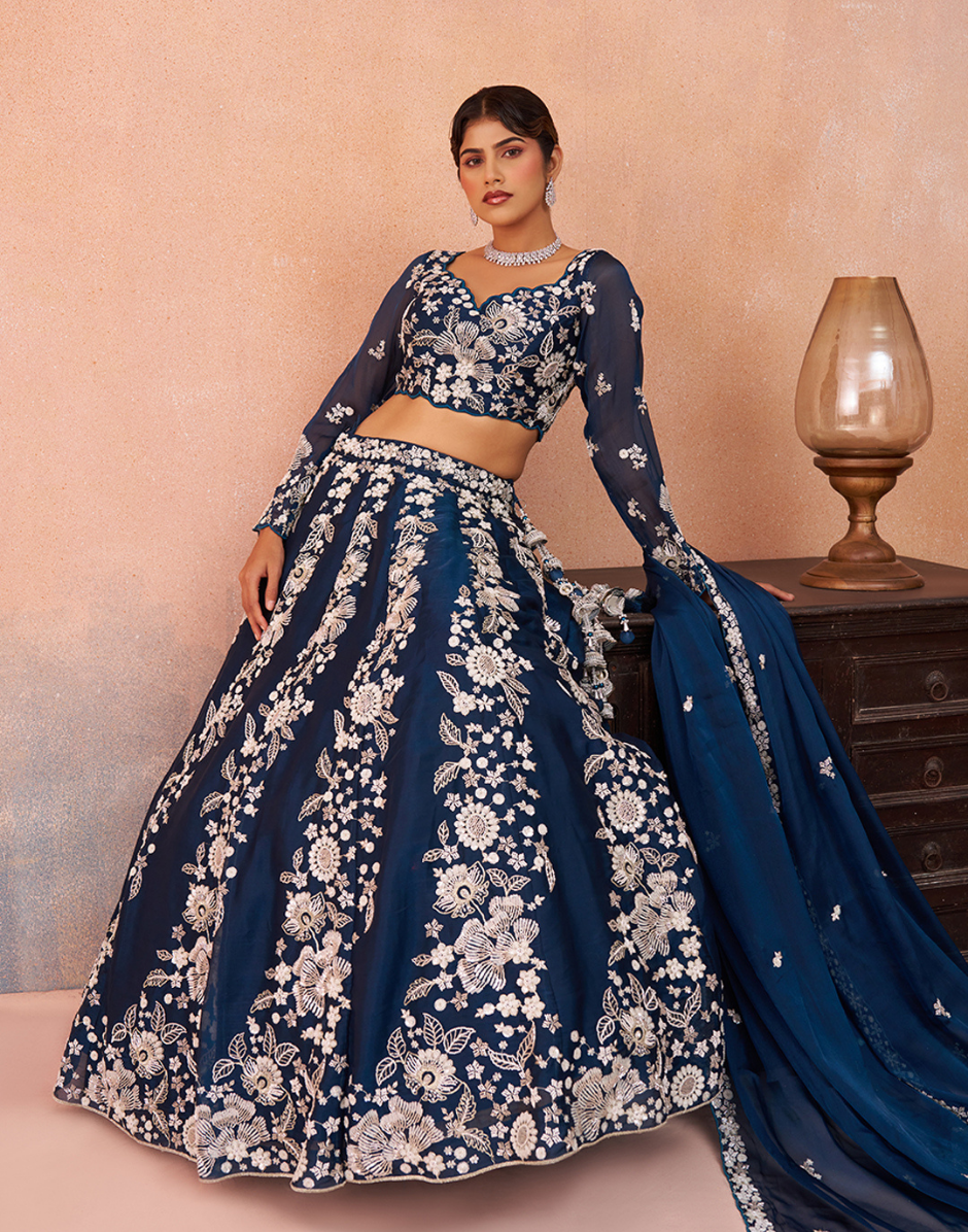 Opulent Organza Lehenga with Sparkling Beads & Sequins Work for Festive Celebrations_6