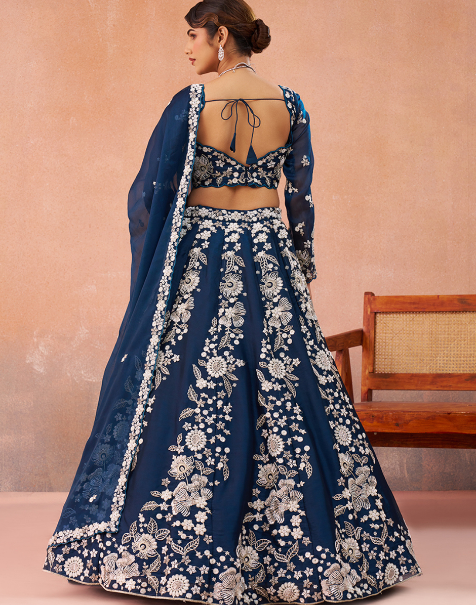 Opulent Organza Lehenga with Sparkling Beads & Sequins Work for Festive Celebrations_7