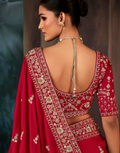 Opulent Red Designer Saree Fancy Fabric with Masterful Aari and Hand Embroidery - Buy_2