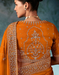 Orange Embroidered Fancy Saree Aari and Handwork Accents with Matching Blouse - Buy_2