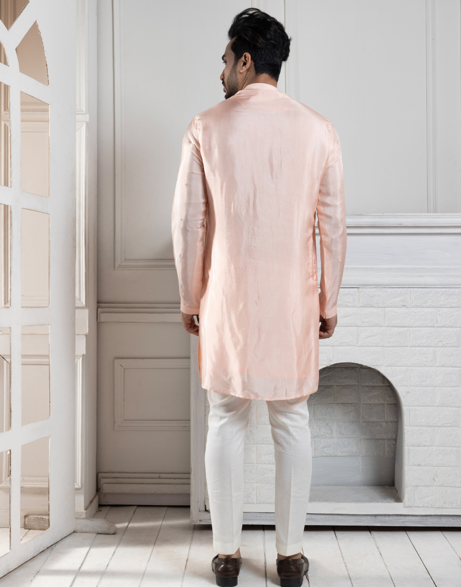 Peach Blossom Kurta Set with a Touch of Grace