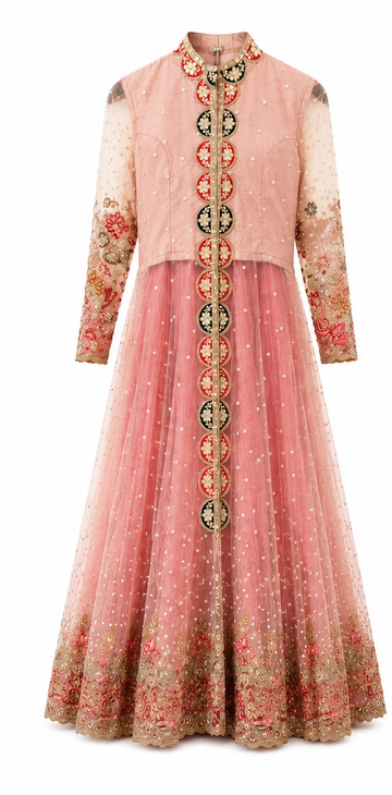 Blush Pink Embroidered Anarkali Gown