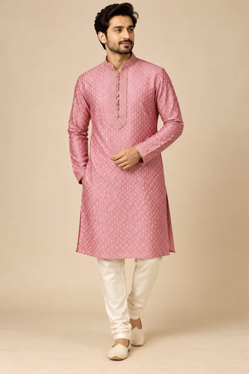 Pink Kurta Pyjama Set for Wedding Guest - RENT