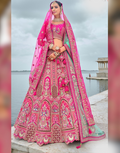 Pink Perfection Bridal Silk Lehenga with Ornate Khatli Handwork & Heavy Embellishments - Buy