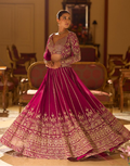 Pink Premium Georgette Heavy Embroidered Wedding Lehenga Short Shrug with Blouse_4