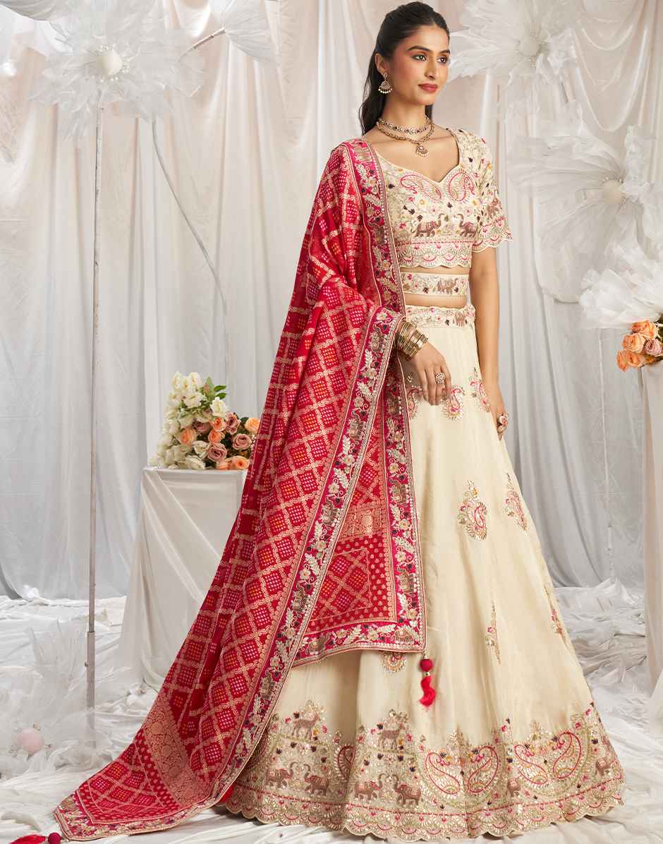 Pink Tissue and Gota Patti embroidery Semi-Stitched Lehenga Choli & Dupatta