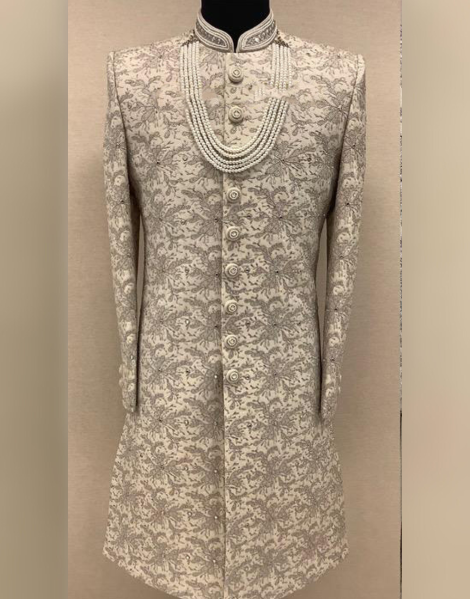 Pista Embroidered Sherwani Set for Groom, Wedding & Festive Wear