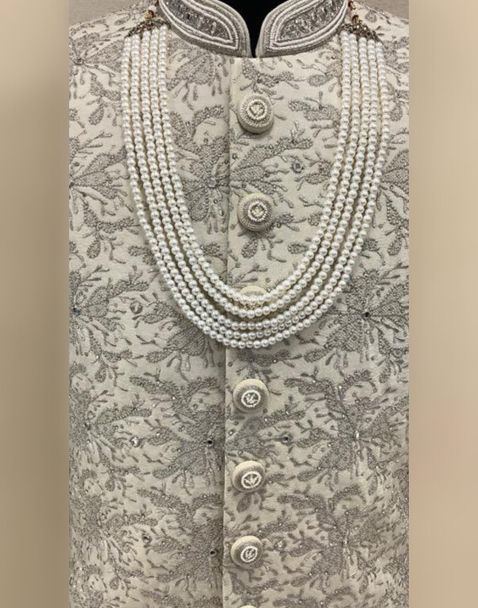 Pista Embroidered Sherwani Set for Groom, Wedding & Festive Wear