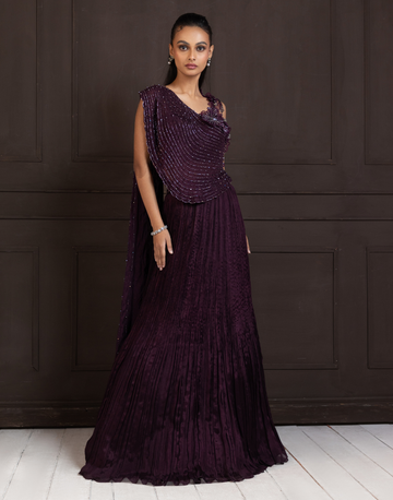 Plum Beaded Lehenga Set