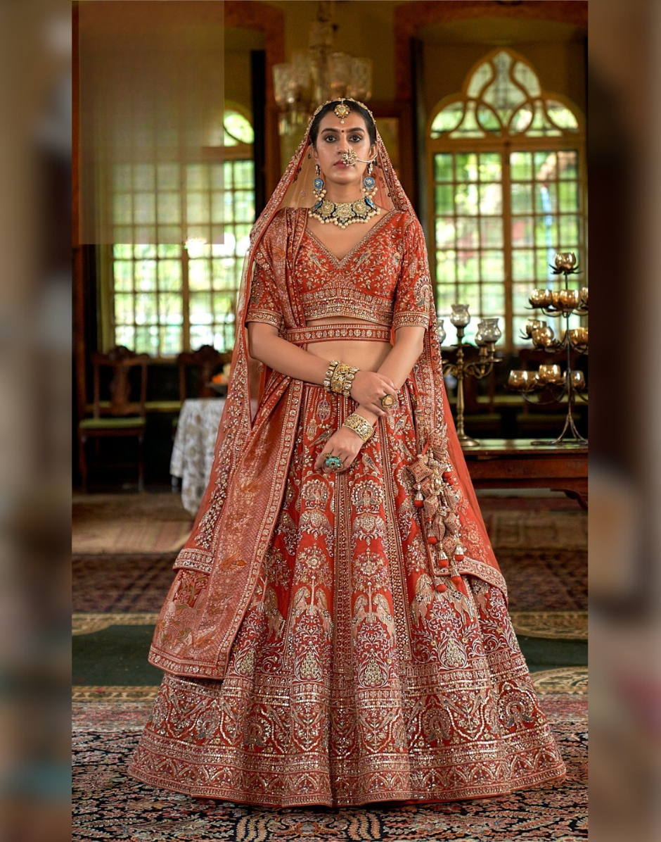 Premium Art Silk Embroidered Lehenga Choli with Embellishments and Net Dupatta Wedding & Party Look - Buy_1