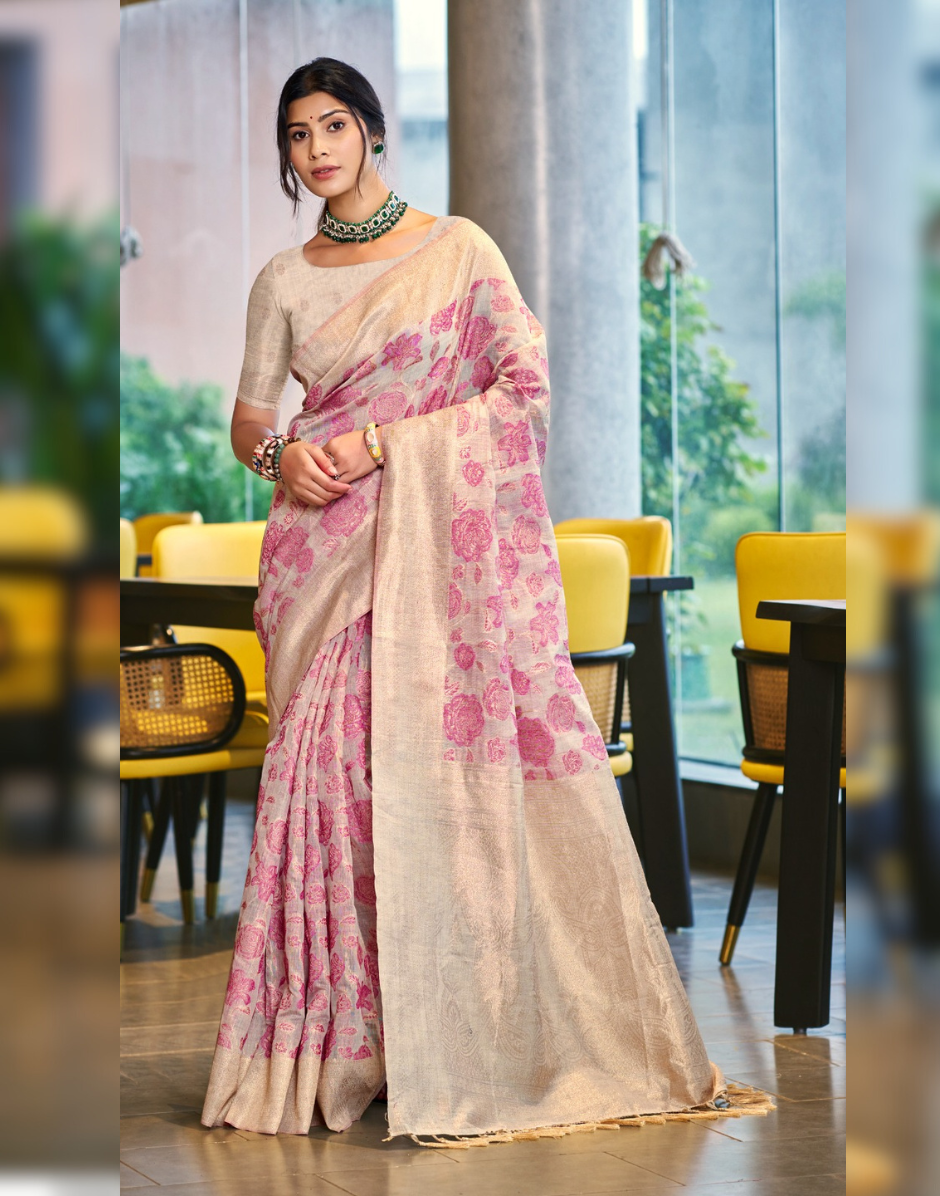 Premium Cotton Silk Self Woven Saree with Matching Blouse Soft, Lightweight & Stylish - Buy