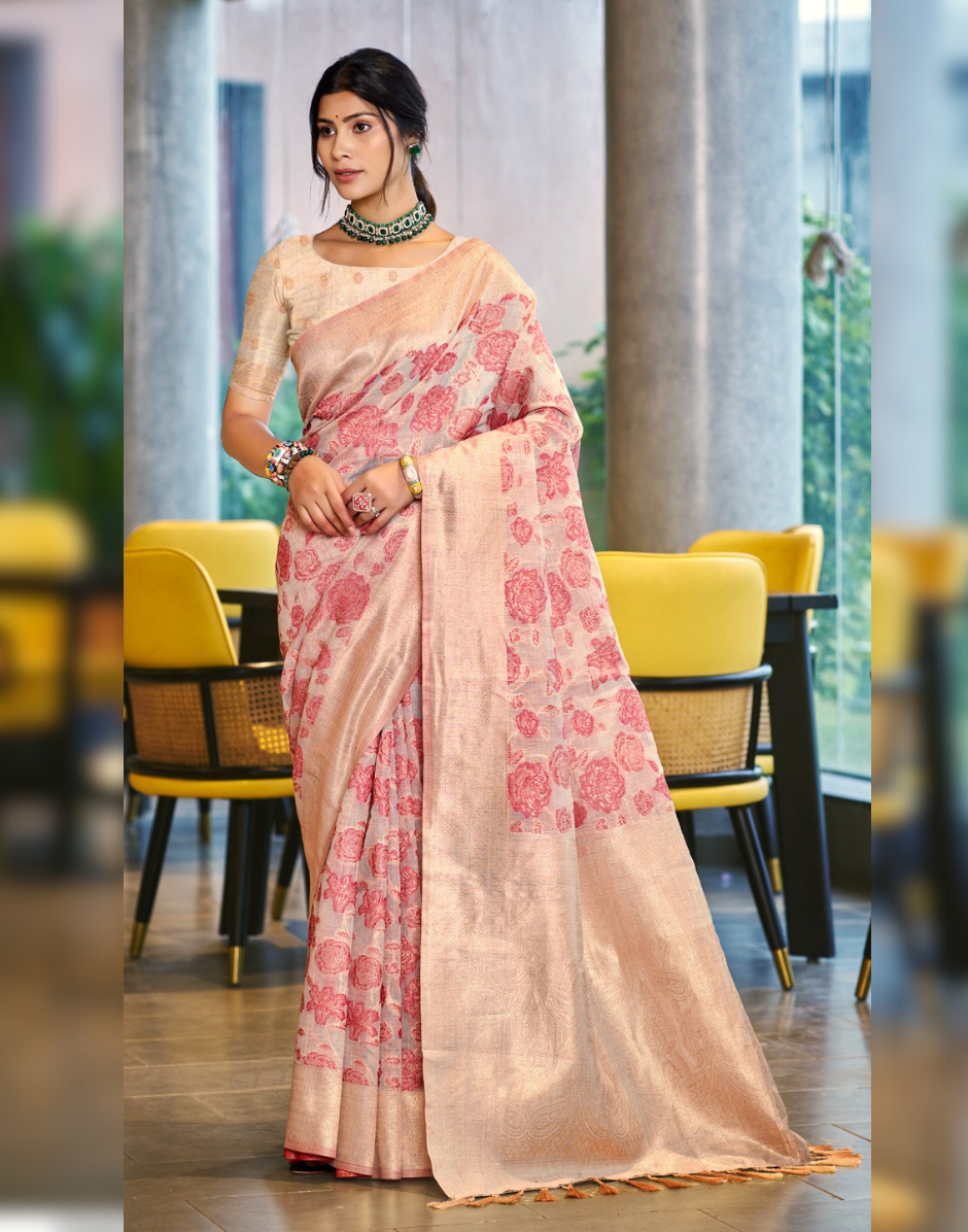 Premium Cotton Silk Self Woven Saree with Matching Blouse Soft, Lightweight & Stylish - Buy_3