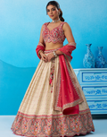 Premium Cream Jacquard Tissue Sequinned Thread & Embroidered Lehenga Choli for Wedding & Festive Wear_1