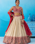 Premium Cream Jacquard Tissue Sequinned Thread & Embroidered Lehenga Choli for Wedding & Festive Wear_3