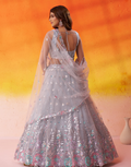 Premium Net Fabric Lehenga Set Featuring Rich Sequins Thread Embroidery - Buy_7