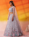 Premium Net Fabric Lehenga Set Featuring Rich Sequins Thread Embroidery - Buy_8